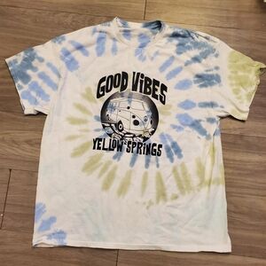 Custom Tie Dye Shirt Good Times Yellowspring Blue White Short Sleeve